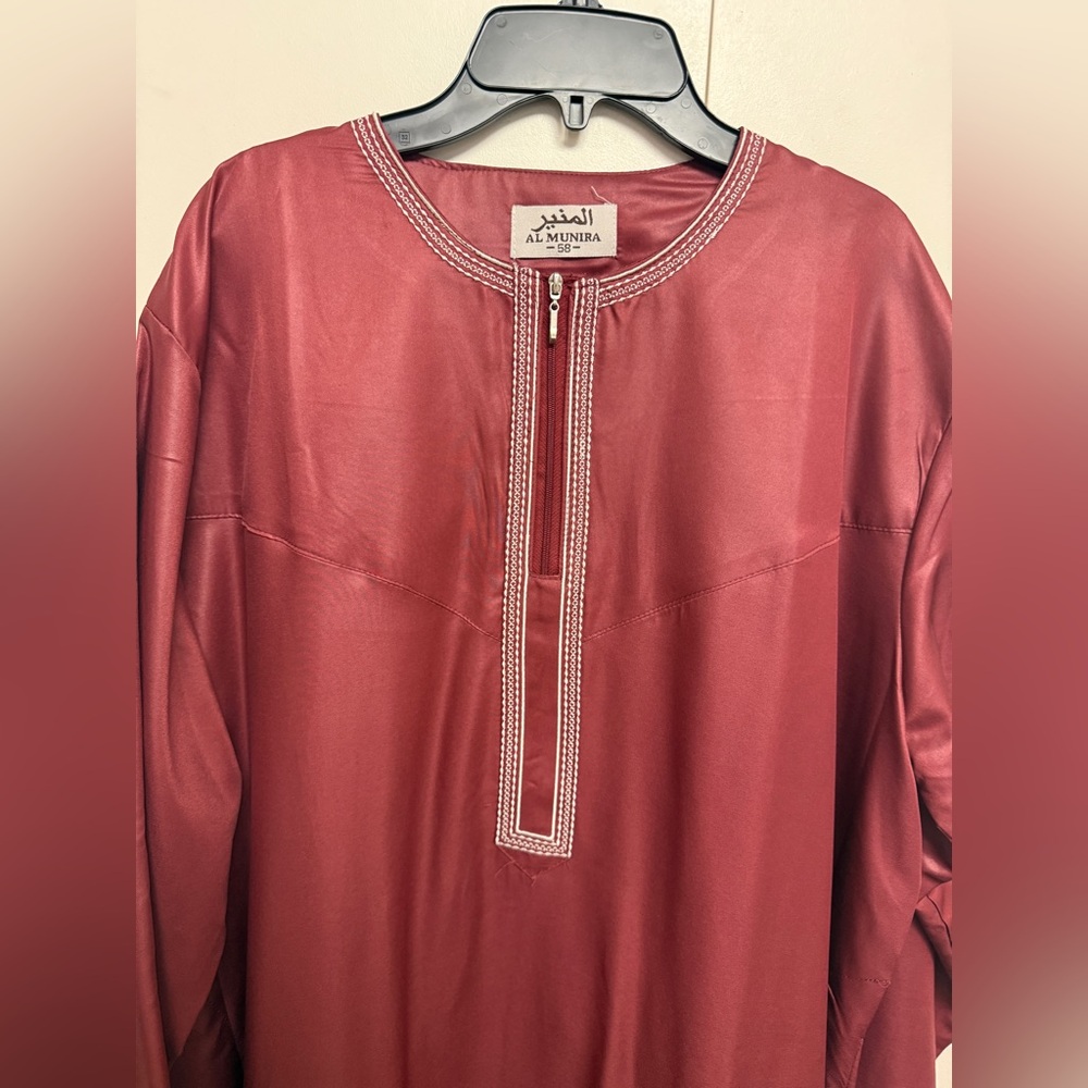 Men's Classic Embroidered Long Sleeve Shirt - Burgundy - Picture 2 of 4
